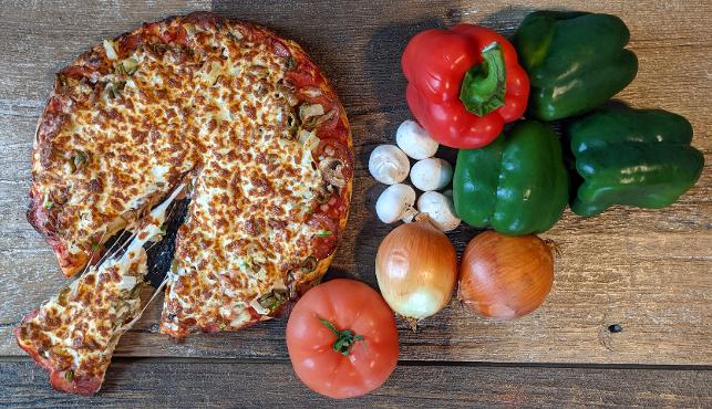 pizza with fresh ingredients